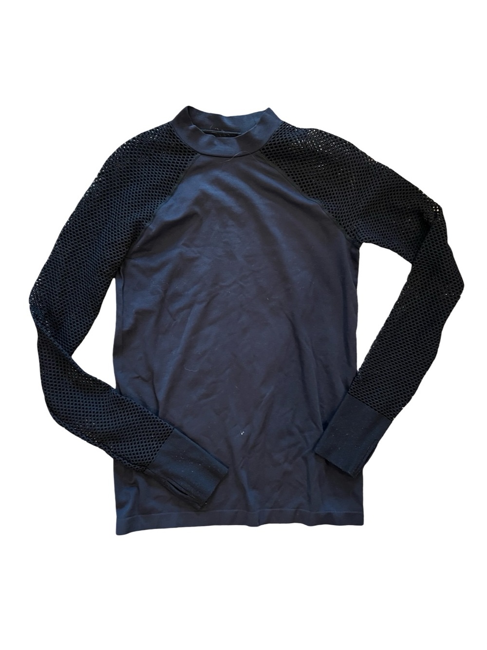 Fabletics Black Mesh Long Sleeve Top Athletic Workout Breathable